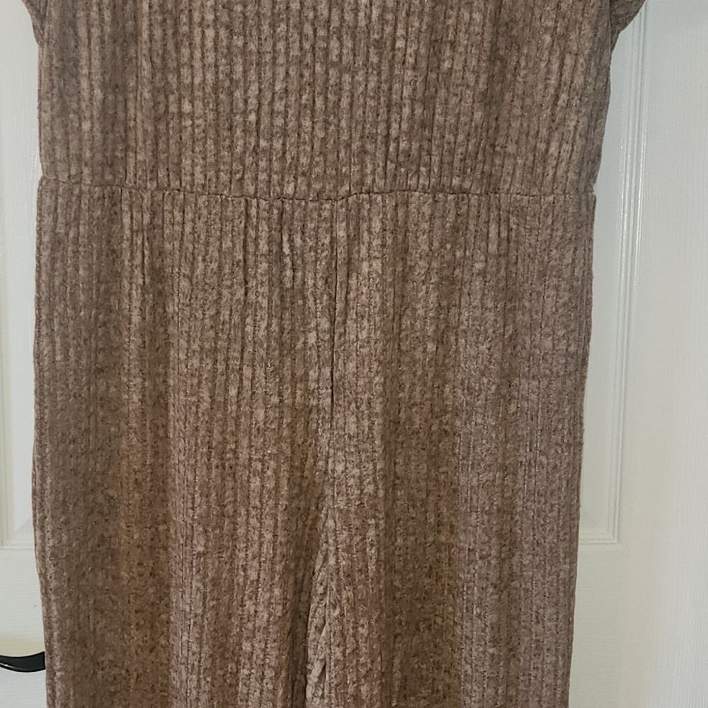 Brown Ribbed Jumpsuit